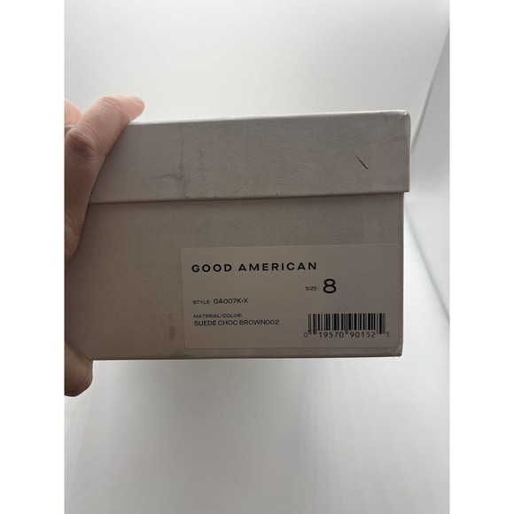 NWT Good American The Icon Bootie Chocolate Brown Suede Heeled Booties Sz 8 - Picture 8 of 9